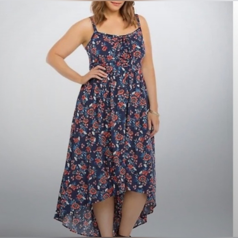 Torrid Floral High-Low Sundress with Pink Accents